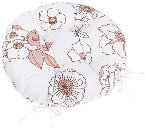 BELLATEX Seat Adéla 62/328 round quilted d.40 cm flower salmon - Chair Cushion - Main image