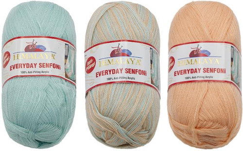 BELLATEX Příze HiMALAYA EVERYDAY SENFONI 3 × 100g - 71014 losos, tyrkys - Yarn - Main image