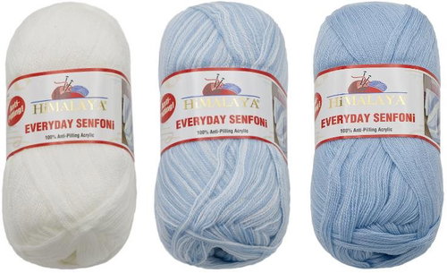 BELLATEX Yarn HiMALAYA EVERYDAY SENFONI 3 × 100g - 71003 white, blue - Yarn - Main image