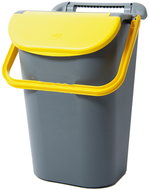 Belli E Forti Sorted waste bin TOWER, stackable, grey, plastic, yellow lid, 40 l - Rubbish Bin