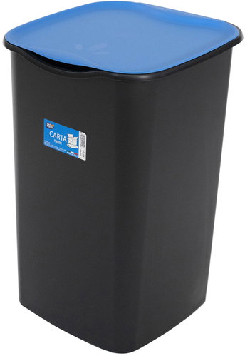 Belli E Forti RECYCLING sorted waste bin, black, plastic, blue lid, 50 l - Rubbish Bin - Main image