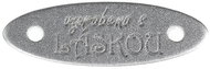 BELLATEX Nášivka "vyrobeno s Láskou" stříbrná 30 × 10 mm 366074B - sada 6 ks - Nášivka