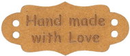 BELLATEX Patch "HAND MADE WITH LOVE" paper 40 × 17 mm 401192 - set of 6 - Patch