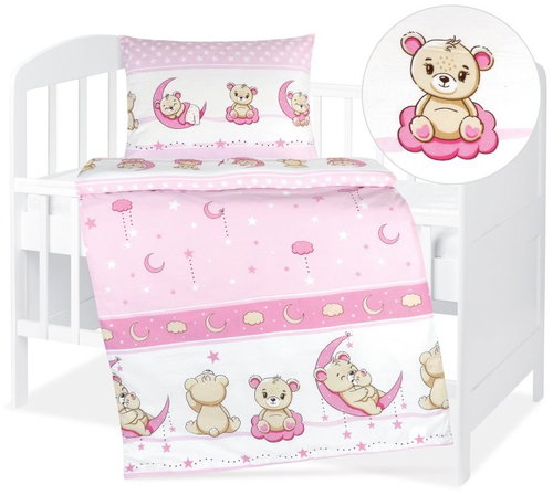 BELLATEX Children's bedding Agata 90/098 cubs pink, 90 × 135, 45 × 60 - Crib Bedding - Main image