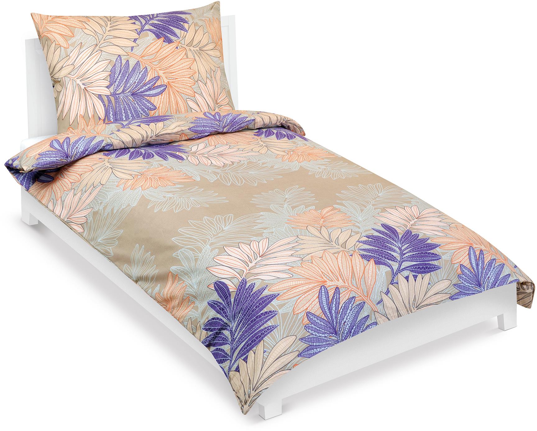 Bellatex pamut, 90/729, lila levelek, 140 × 200 cm, 70 × 90 cm