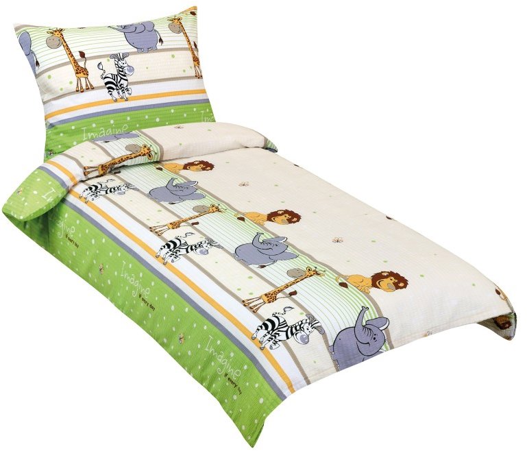 Bellatex 80/035 krepp gyerek ágyneműhuzat, szafari, zöld, 140×200 + 70×90 cm