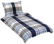 Bellatex krepp ágynemű, 80/573, 140×200 + 70×90 cm, kék-szürke kockás - Ágynemű