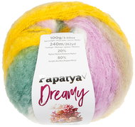 BELLATEX Yarn Papatya Dreamy 100 g, 04 white, yellow, purple, green - Yarn