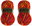 Of 2 pcs - 048 orange, brown, red