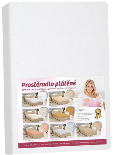 BELLATEX Linen sheet with elastic 140 × 200 cm, 172/201 white - Bedsheet - Main image