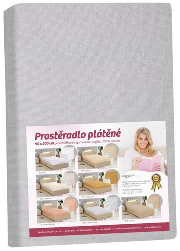 BELLATEX Linen sheet with elastic 140 × 200 cm, 172/242 light grey - Bedsheet - Main image