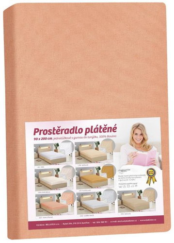 BELLATEX Linen sheet with elastic 160 × 200 cm, 172/207 apricot - Bedsheet - Main image