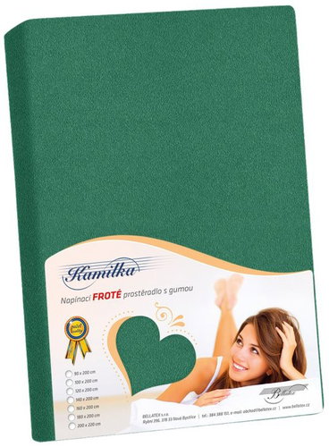 BELLATEX K5 Terry Cloth Fitted Sheet 160 × 200 064, dark green - Bedsheet - Main image