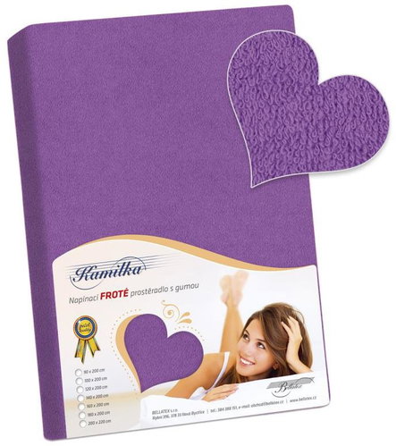 BELLATEX Terry cloth fitted sheet 180 × 200 × 40 cm 022 dark purple - Bedsheet - Main image