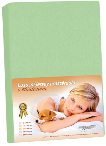 BELLATEX Jersey with elastane fitted sheet 180 × 200 × 40, 352, light green - Bedsheet - Main image