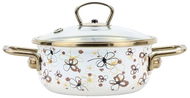 BELIS PREMIUM Emaille-Kasserolle mit Glasdeckel creme 20 cm / 2,3 l - Kasserolle