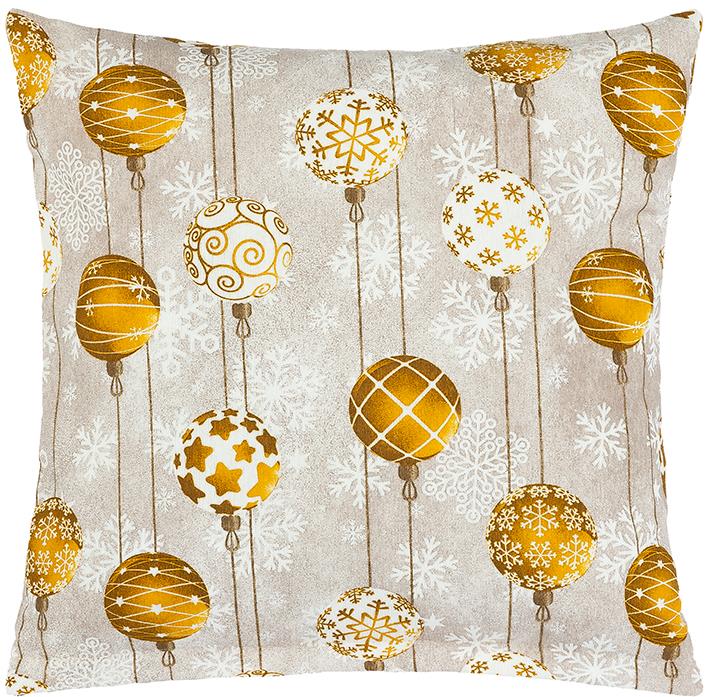 Bellatex 55/129 párnahuzat, 45×45 cm, aranyszínű karácsonyi gömb
