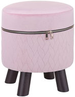 Sametová podnožka růžová APPIE, 254086 - Footstool