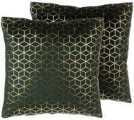 Vankúš BELIANI, Sada 2 zamatových vankúšov geometrický vzor 45 × 45 cm zelená CELOSIA, 199773 - Polštář