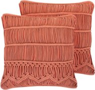 Vankúš BELIANI, Sada 2 bavlnených vankúšov 45 × 45 cm oranžová AKKOY, 204843 - Polštář