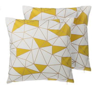 BELIANI, Sada 2 polštářů s potiskem siťovina a žluté trojúhelníky 45 x 45 cm CLARKIA , 205007 - Pillow