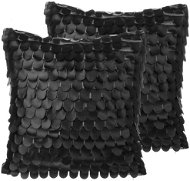 BELIANI, Sada 2 polštářů z umelé kúže 45 x 45 cm černá LOBELIA, 205628 - Polštář