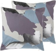 Polštář BELIANI, Sada 2 bavlněných polštářů abstraktní 45 x 45 cm fialová se stříbrným IXIA, 205742 - Polštář