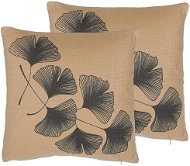 BELIANI, Sada 2 vankúšov s motívom listov 45 × 45 cm béžovo čierna WAKAD, 257510 - Vankúš