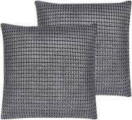 BELIANI, Sada 2 zamatových vankúšov s geometrickým vzorom 45 × 45 cm sivé ASPIDISTRA, 290371 - Vankúš