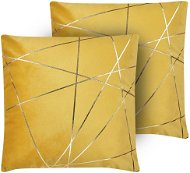 BELIANI, Sada 2 sametových polštářů s geometrickým vzorem 45 x 45 cm žlutých PINUS, 290458 - Polštář