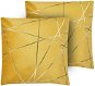 BELIANI, Sada 2 zamatových vankúšov s geometrickým vzorom 45 x 45 cm žltá PINUS, 290458 - Vankúš