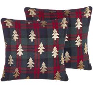 BELIANI, Sada 2 dekorativních polštářů s vánočním stromkem 45 x 45 cm červeno zelená CUPID, 298297 - Polštář