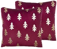 Polštář BELIANI, Sada 2 dekorativních polštářů s vánočním motivem 45 x 45 cm červená CUPID, 298331 - Polštář