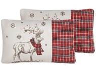 Vankúš BELIANI, Sada 2 dekoratívnych vankúšov s vianočným motívom 30 x 50 cm červeno-biela SVEN, 298435 - Polštář