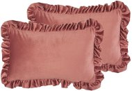 BELIANI, Sada 2 zamatových vankúšov s volánikmi 30 × 50 cm ružová KALANCHOE, 300095 - Vankúš