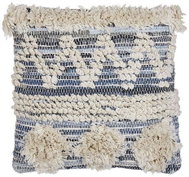 BELIANI, Bavlněný polštář s geometrickým vzorem 45 x 45 cm béžovo modrý EYTELIA, 303584 - Pillow