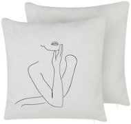 BELIANI, Sada 2 bavlněných polštářů s motivem ženy 45 x 45 cm bílá MEADOWFOAM, 307856 - Polštář