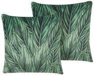 BELIANI, Sada 2 zamatových vankúšov so vzorom listov 45 x 45 cm zelená DIASCIA, 307928 - Vankúš