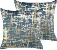 BELIANI, Sada 2 polštářů se vzorem 45 x 45 cm modrá / zlatá GARDENIA, 308768 - Polštář