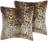 Polštář BELIANI, Sada 2 polštářů z umělé kožešiny s leopardím vzorem 45 x 45 cm hnědá FOXTAIL, 313786 - Polštář
