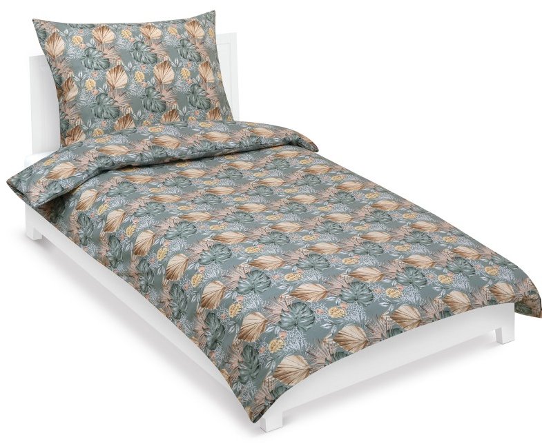 Bellatex pamut, 90 / 819, monstera és rózsa, 140 × 200 cm, 70 × 90 cm