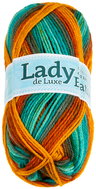 BELLATEX Yarn Lady de Luxe BATIK 100 g - 608 orange, green, brown - Yarn