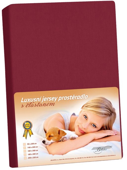 Bellatex KL3 Jersey + elasztán, 160 × 200 cm, 320 bordó