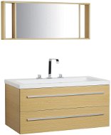 Béžový nástenný nábytok do kúpeľne so zásuvkou a zrkadlom ALMERIA, 58906 - Kúpeľňová zostava