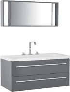 Sivý nástenný nábytok do kúpeľne so zásuvkou a zrkadlom ALMERIA, 165456 - Kúpeľňová zostava