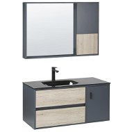 Sada koupelnového nábytku se zrcadlovou skříňkou 100 cm světlé dřevo / šedá TERUEL, 310659 - Koupelnová sestava