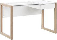 Písací stôl biely so svetlým drevom JENKS, 243559 - Písací stôl
