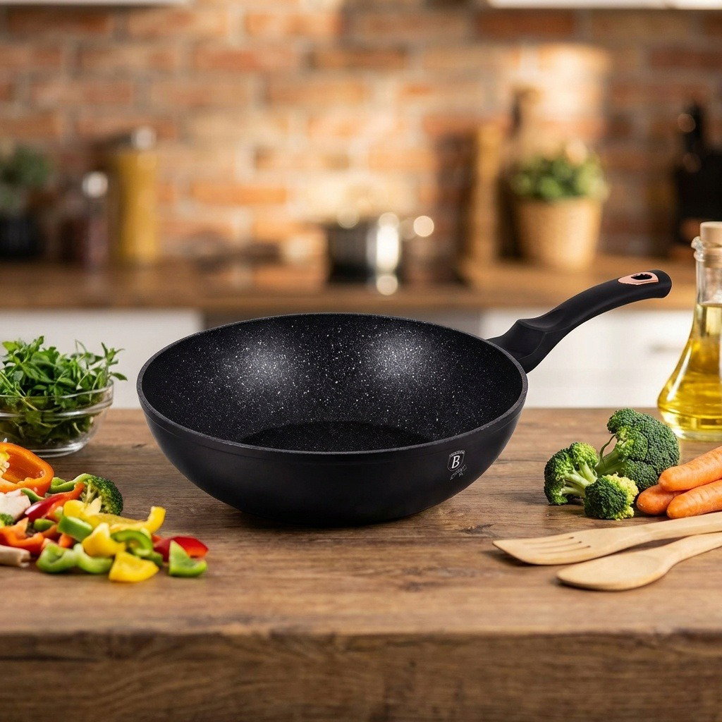 BerlingerHaus WOK serpenyő márvány felülettel 28cm Black Rose Collection BH-1638