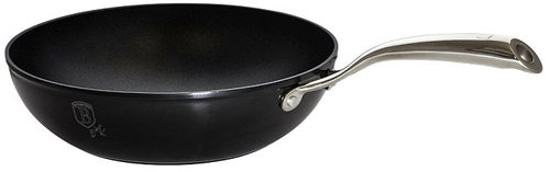 BerlingerHaus Royal Black Collection WOK Pan with Marble Surface, 28cm, BH-1679 - Wok Pan - Main image