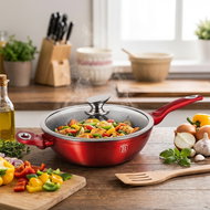 BerlingerHaus Deep frypan with lid 32cm Burgundy Metallic Line - Pan